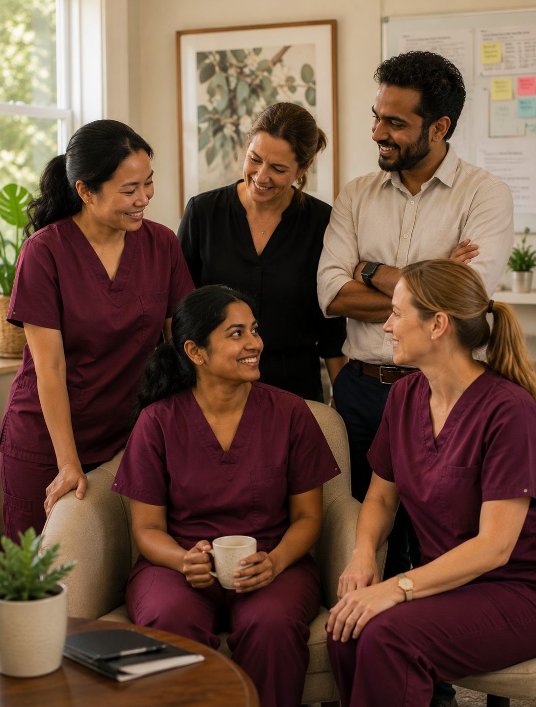 A Plus Nursing operations team — nurses and operations staff in conversation